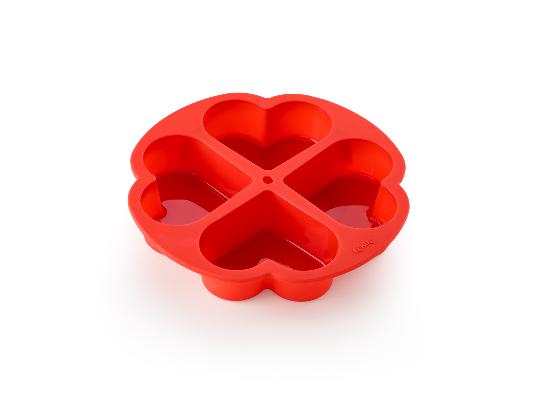 Форма для кексов Lekue «4 сердечка», (цвет:красный )