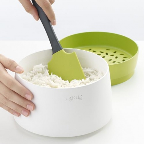 Рисоварка Lekue + ложка (пластик) в подарок, цвет: салатовый