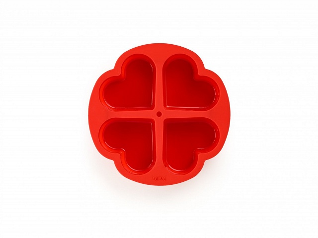 Форма для кексов Lekue «4 сердечка», (цвет:красный )