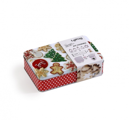Набор "Рождество" для выпечки печенья Lekue (5 формочек-контуров, набор конвертов, посыпка)